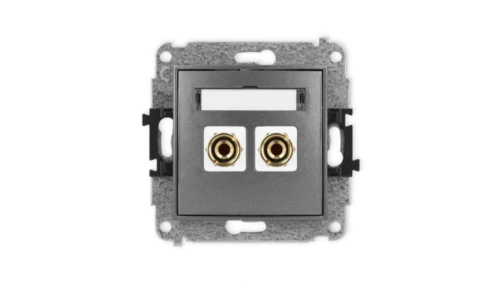 ICON Mechanizm gniazda głośnikowego pojedynczego (banan - czerwony i czarny, pozłacany, 4 mm2, do lutowania) grafitowy 11IGG-3