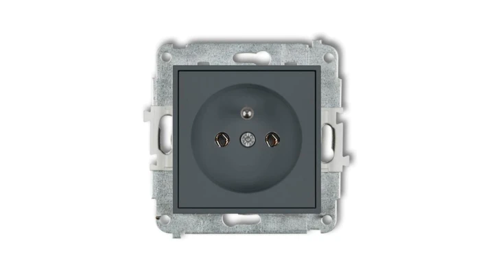ICON Mechanizm gniazda pojedynczego z uziemieniem 2P+Z (bez przesłon torów prądowych) grafitowy mat 28IGP-1z