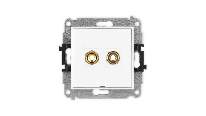 ICON Mechanizm gniazda głośnikowego poj., bez pola opisu (banan - czerwony i czarny, pozłacany, 4 mm2, skręcany) biały IGGBO-4