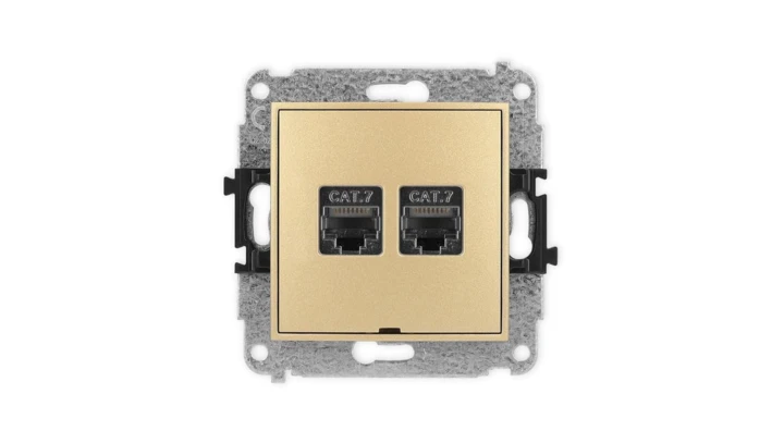 ICON Mechanizm gniazda komputerowego podwójnego 2xRJ45, kat. 7, ekranowane, 8-stykowy, bez pola opisowego złoty 29IGKBO-10