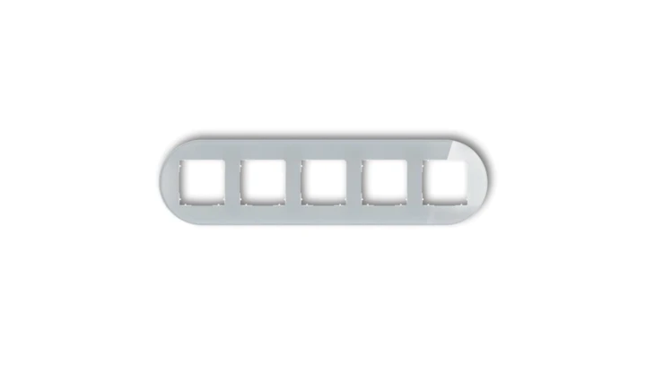 ICON Ramka uniwersalna pięciokrotna okrągła - efekt szkła (ramka: szara spód: biały) 15-0-IRSO-5