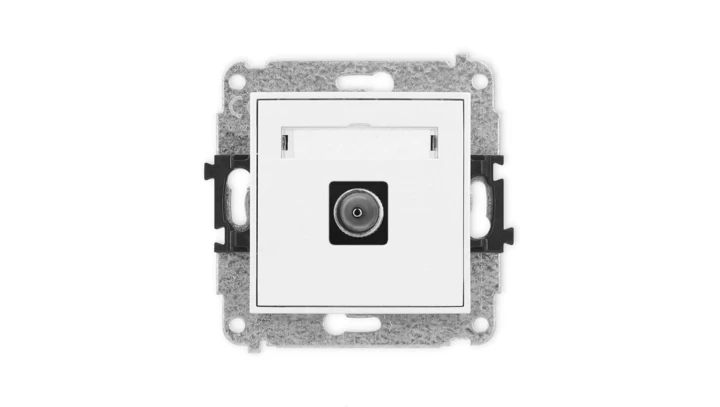 ICON Mechanizm gniazda antenowego pojedynczego TV biały IGTV-1