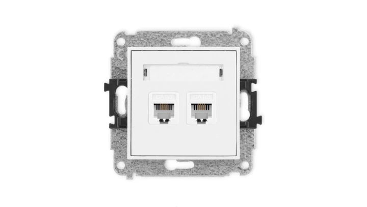 ICON Mechanizm gniazda telefonicznego podwójnego 2xRJ11, 4-stykowy, beznarzędziowe biały mat 25IGT-2