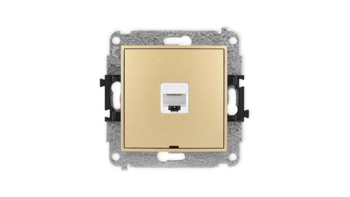 ICON Mechanizm gniazda komputerowego pojedynczego 1xRJ45, kat. 6, 8-stykowy, bez pola opisowego złoty 29IGKBO-3