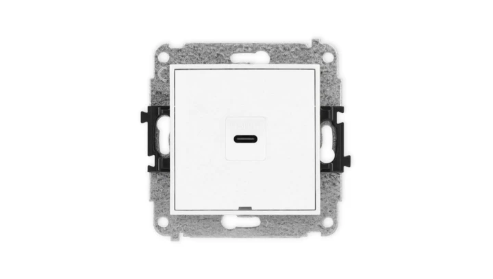 ICON Mechanizm gniazda pojedynczego 1xUSB C-C, bez pola opisowego biały IGUSBBO-7