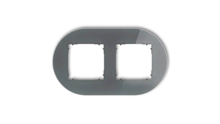 ICON Ramka uniwersalna podwójna okrągła - efekt szkła (ramka: grafitowa spód: grafitowy mat) 28-28-IRSO-2