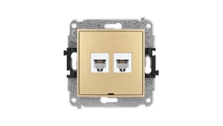 ICON Mechanizm gniazda telefonicznego podwójnego 2xRJ11, 4-stykowy, beznarzędziowe, bez pola opisowego złoty 29IGTBO-2
