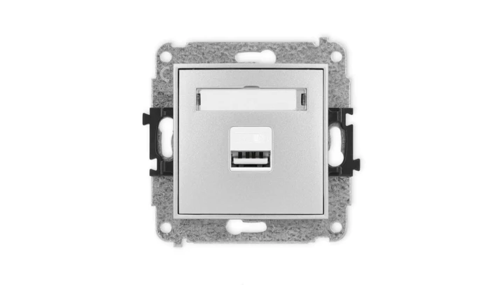 ICON Mechanizm ładowarki USB pojedynczej, 5V, 2A srebrny metalik 7ICUSB-3