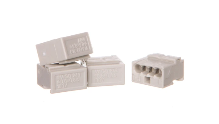 Szybkozłączka do puszek instalacyjnych MIKRO 4x 0,6-0,8mm2 jasnoszara 243-304 /100szt./