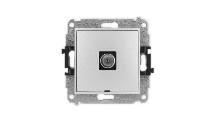 ICON Mechanizm gniazda antenowego pojedynczego TV, bez pola opisowego srebrny metalik 7IGTVBO-1