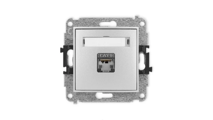 ICON Mechanizm gniazda komputerowego pojedynczego 1xRJ45, kat. 6, ekranowane, 8-stykowy srebrny metalik 7IGK-5