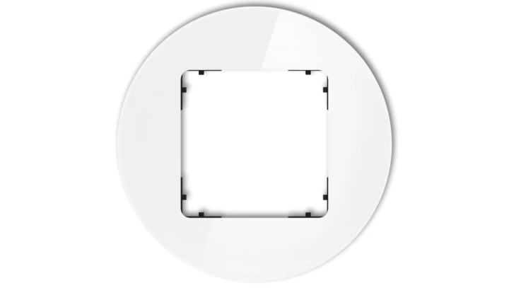 ICON Ramka uniwersalna pojedyncza okrągła - efekt szkła (ramka: biała spód: czarny) 0-12-IRSO-1
