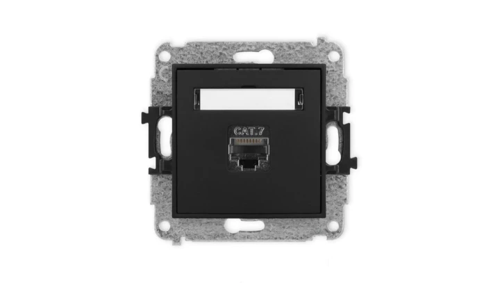 ICON Mechanizm gniazda komputerowego pojedynczego 1xRJ45, kat. 7, ekranowane, 8-stykowy czarny mat 12IGK-9