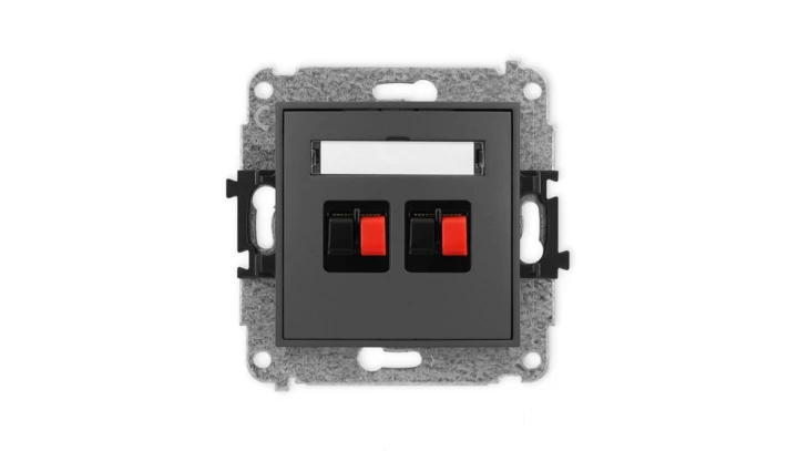 ICON Mechanizm gniazda głośnikowego podwójnego grafitowy mat 28IGG-2