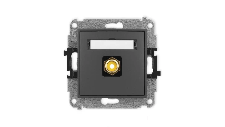 ICON Mechanizm gniazda pojedynczego RCA (typu cinch - żółty, pozłacany) grafitowy mat 28IGRCA-1