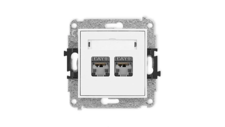 ICON Mechanizm gniazda komputerowego podwójnego 2xRJ45, kat. 6, ekranowane, 8-stykowy biały IGK-6
