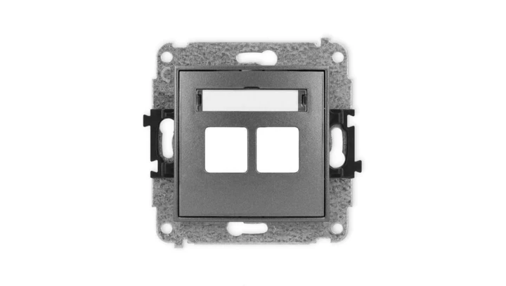 ICON Mechanizm gniazda multimedialnego podwójnego bez modułu (standard Keystone) grafitowy 11IGM-2P