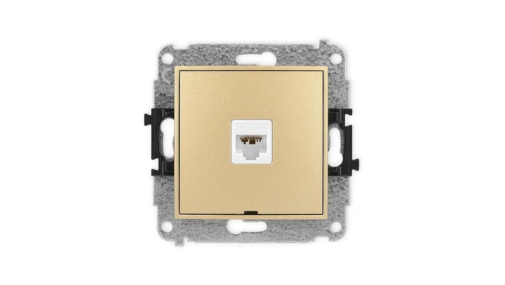 ICON Mechanizm gniazda komputerowego pojedynczego 1xRJ45, kat. 6A, 8-stykowy, bez pola opisowego złoty 29IGKBO-7