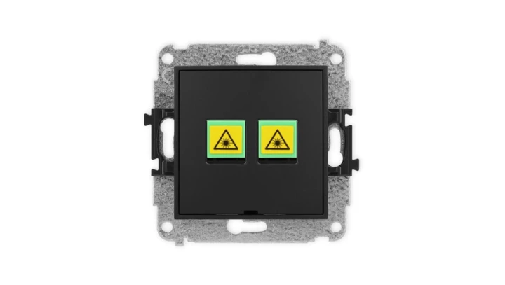 ICON Mechanizm gniazda światłowodowego/optycznego podwójnego, bez pola opisowego czarny mat 12IGOPBO-2
