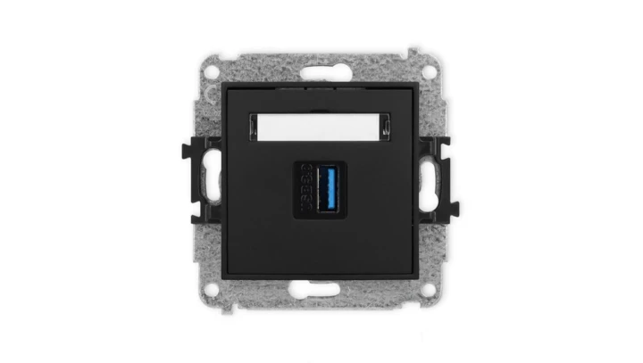 ICON Mechamizm gniazda pojedynczego USB A-A 3.0 czarny mat 12IGUSB-5