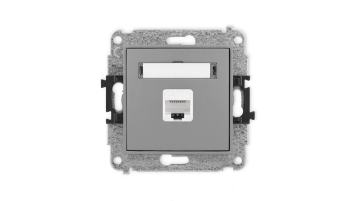 ICON Mechanizm gniazda komputerowego pojedynczego 1xRJ45, kat. 6A, 8-stykowy szary mat 27IGK-7