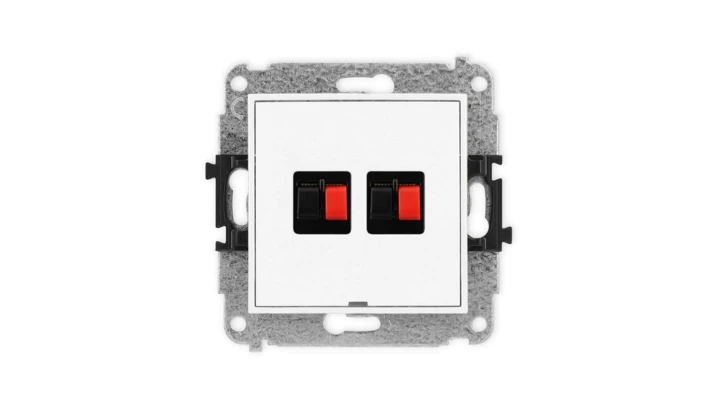 ICON Mechanizm gniazda głośnikowego podwójnego, bez pola opisowego biały mat 25IGGBO-2