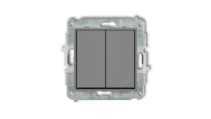 ICON Mechanizm łącznika jednobiegunowego ze schodowym (osobne zasilanie) szary mat 27IWP-10.2