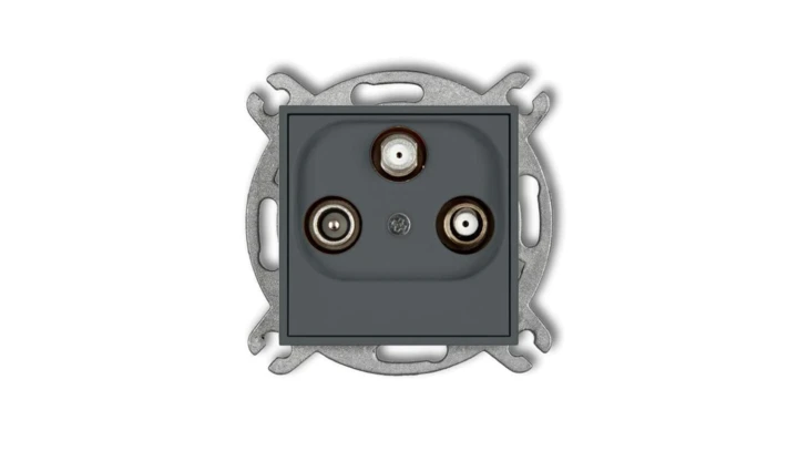 ICON Mechanizm gniazda abonenckiego 2 wyjścia SAT + TV grafitowy mat 28IGSN
