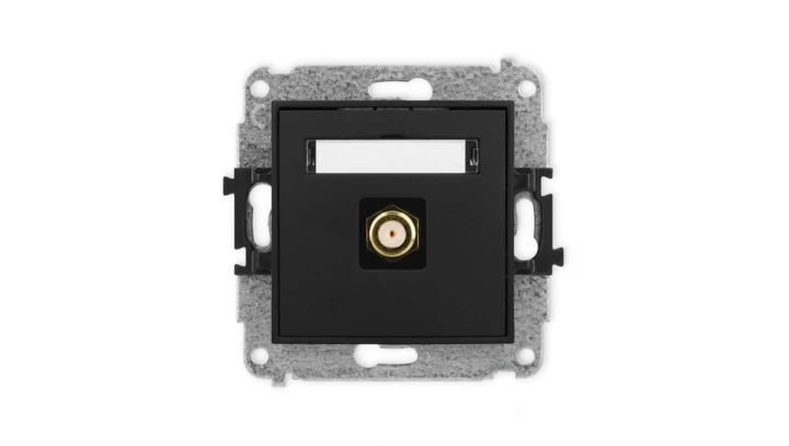 ICON Mechanizm gniazda antenowego pojedynczego typu F (SAT) pozłacany czarny mat 12IGF-1.1