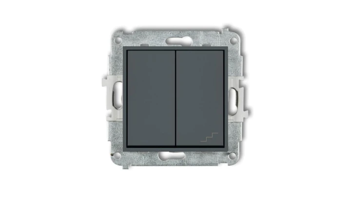 ICON Mechanizm łącznika jednobiegunowego ze schodowym (osobne zasilanie) grafitowy mat 28IWP-10.2
