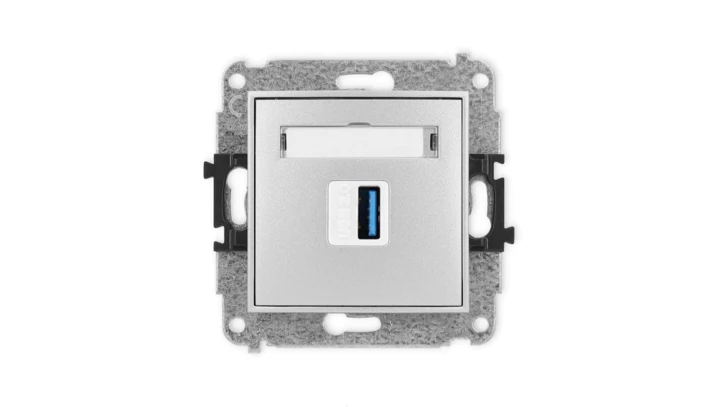 ICON Mechamizm gniazda pojedynczego USB A-A 3.0 srebrny metalik 7IGUSB-5