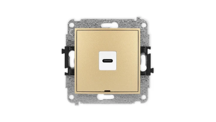 ICON Mechanizm gniazda pojedynczego 1xUSB C-C, bez pola opisowego złoty 29IGUSBBO-7