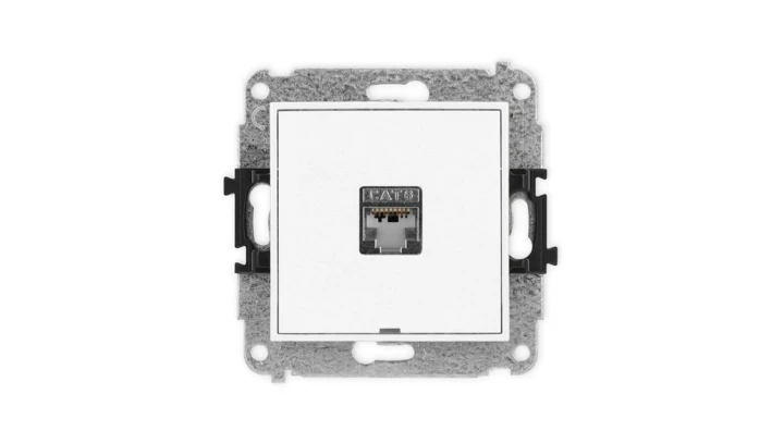 ICON Mechanizm gniazda komputerowego pojedynczego 1xRJ45, kat. 6, ekranowane, 8-stykowy, bez pola opisowego biały IGKBO-5
