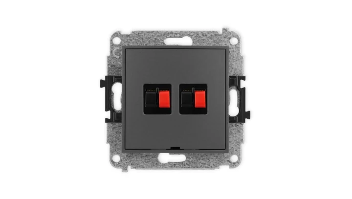 ICON Mechanizm gniazda głośnikowego podwójnego, bez pola opisowego grafitowy mat 28IGGBO-2