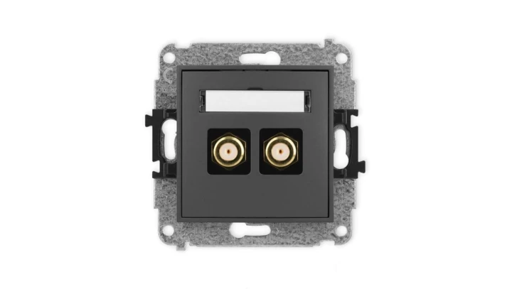 ICON Mechanizm gniazda antenowego podwójnego typu F (SAT) pozłacany grafitowy mat 28IGF-2.1