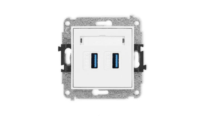 ICON Mechanizm gniazda podwójnego 2xUSB A-A 3.0 biały IGUSB-6