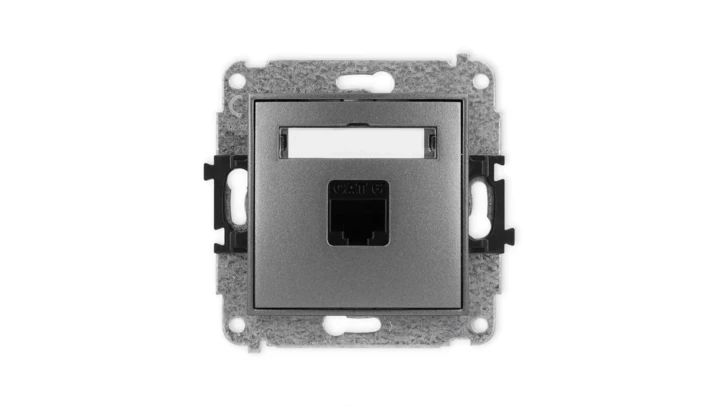 ICON Mechanizm gniazda komputerowego pojedynczego 1xRJ45, kat. 6, 8-stykowy grafitowy 11IGK-3