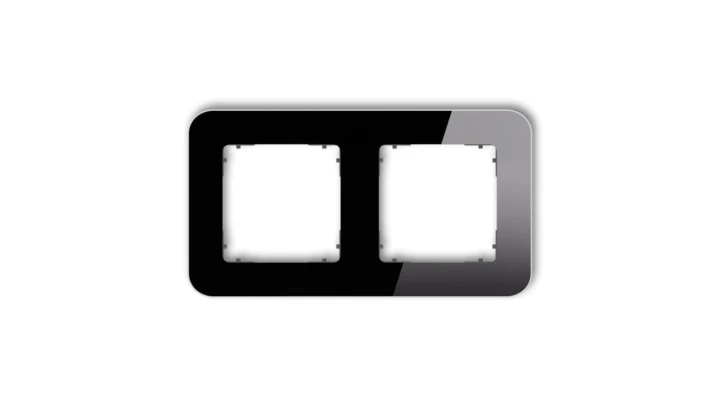 ICON Ramka uniwersalna podwójna zaokrąglona - efekt szkła (ramka: czarna spód: grafitowy mat) 12-28-IRSZ-2