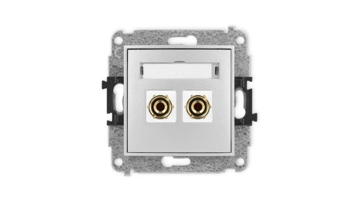 ICON Mechanizm gniazda głośnikowego poj. (typu banan - czerwony i czarny, pozłacany, 4 mm2, do lutowania) srebrny metalik 7IGG-3