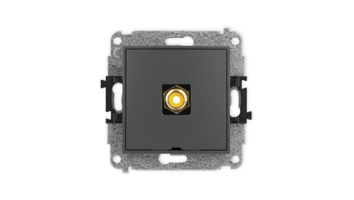 ICON Mechanizm gniazda pojedynczego RCA, bez pola opisowego (typu cinch - żółty, pozłacany) grafitowy mat 28IGRCABO-1