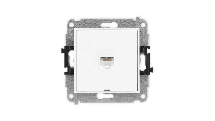 ICON Mechanizm gniazda komputerowego pojedynczego 1xRJ45, kat. 5e, 8-stykowy, bez pola opisowego biały mat 25IGKBO-1