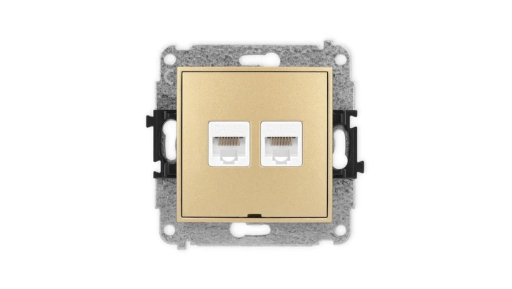 ICON Mechanizm gniazda komputerowego podwójnego 2xRJ45, kat. 5e, 8-stykowy, bez pola opisowego złoty 29IGKBO-2