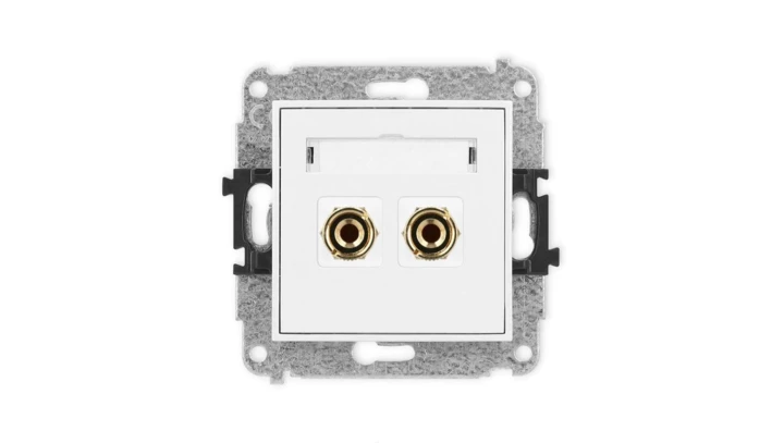 ICON Mechanizm gniazda głośnikowego pojedynczego (typu banan - czerwony i czarny, pozłacany, 4 mm2, do lutowania) biały IGG-3