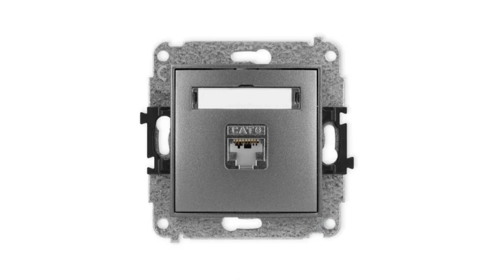 ICON Mechanizm gniazda komputerowego pojedynczego 1xRJ45, kat. 5e, ekranowane, 8-stykowy grafitowy 11IGK-1e
