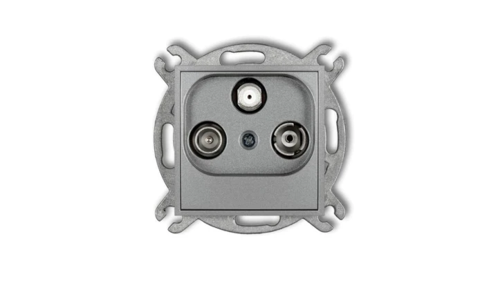 ICON Mechanizm gniazda abonenckiego RTV-SAT przelotowego 10dB srebrny metalik 7IGSP