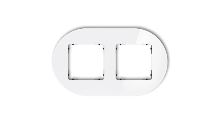 ICON Ramka uniwersalna podwójna okrągła - efekt szkła (ramka: biała spód: czarny) 0-12-IRSO-2