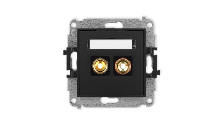 ICON Mechanizm gniazda głośnikowego pojedynczego (typu banan - czerwony i czarny, pozłacany, 4 mm2, skręcany) czarny mat 12IGG-4