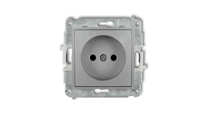 ICON Mechanizm gniazda pojedynczego bez uziemienia 2P (przesłony torów prądowych) srebrny metalik 7IGP-1p