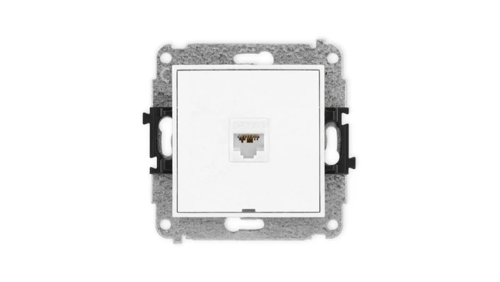ICON Mechanizm gniazda komputerowego pojedynczego 1xRJ45, kat. 6A, 8-stykowy, bez pola opisowego biały IGKBO-7