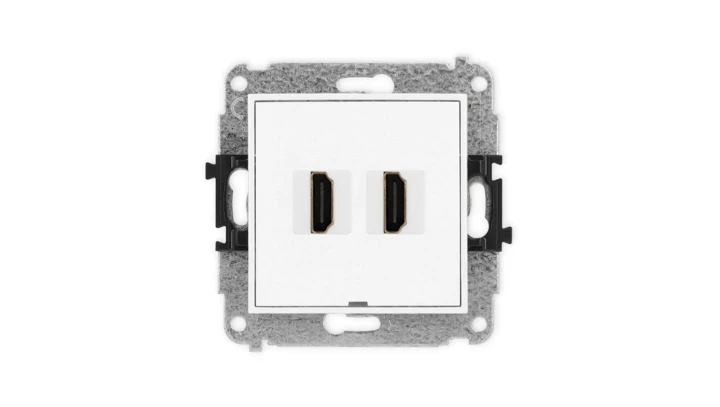 ICON Mechanizm gniazda podwójnego HDMI 2.0, bez pola opisowego biały mat 25IHDMIBO-4